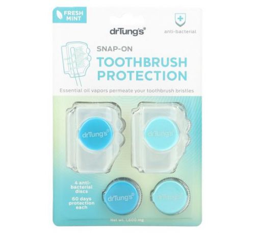 Dr. Tung's, Snap-On Toothbrush Protection, Fresh Mint, 1,600 mg
