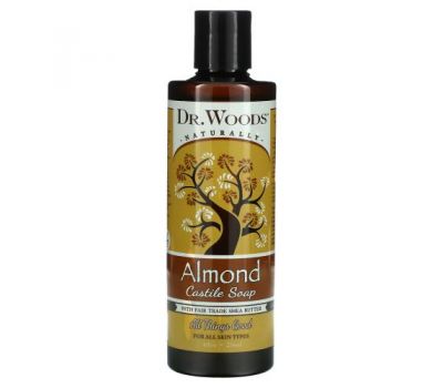 Dr. Woods, Миндальное кастильское мыло маслом ши, произведенным с соблюдением принципов справедливой торговли, 8 жидких унций (236 мл)