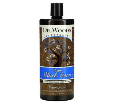 Dr. Woods, Raw Black Soap with Fair Trade Shea Butter, Peppermint, 32 fl oz (946 ml)