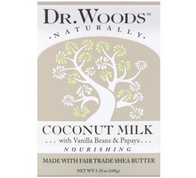 Dr. Woods, брусковий мило, кокосове молоко, 149 г (5,25 унції)
