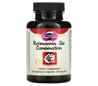 Dragon Herbs, Rehmannia Six Combination, 500 mg, 100 Vegetarian Capsules