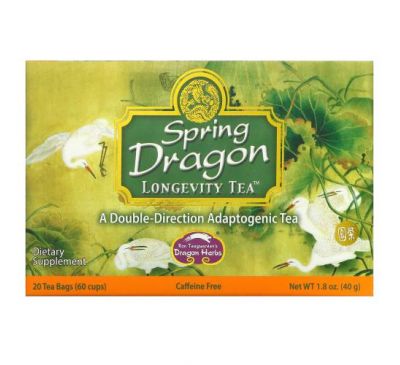 Dragon Herbs, Spring Dragon Longevity Tea, Caffeine Free, 20 Tea Bags, 1.8 oz (50 g)