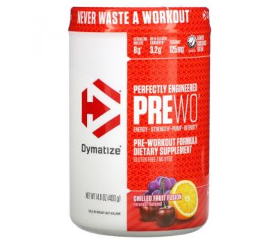 Dymatize Nutrition, Perfectly Engineered Pre WO, Pre-Workout Formula, Chilled Fruit Fusion, 14.11 oz (400 g)