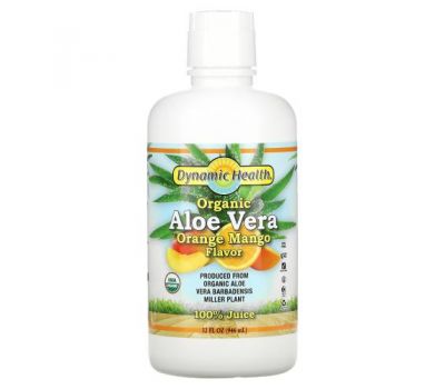 Dynamic Health  Laboratories, Organic Aloe Vera, Orange Mango Flavor, 32 fl oz (946 ml)