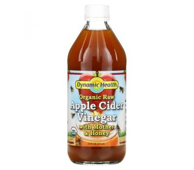 Dynamic Health  Laboratories, необроблений яблучний оцет з оцтовою маткою та медом, 473 мл (16 рідк. унцій)