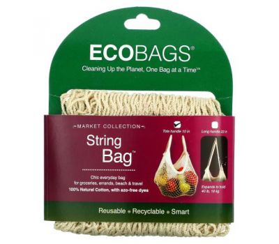 ECOBAGS, Market Collection, String Bag, Tote Handle 10 in, Natural, 1 Bag
