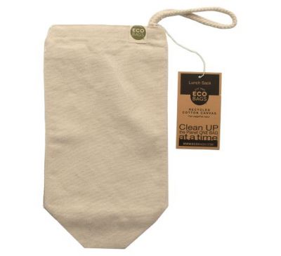 ECOBAGS, Recycled Cotton Canvas Lunch Sack, 1 Bag, 7"w x 10.5"h