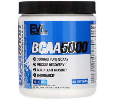 EVLution Nutrition, BCAA5000, Blue Raz, 8.47 oz (240 g)