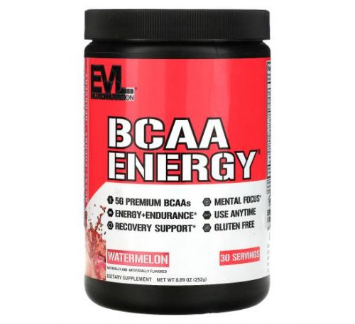 EVLution Nutrition, BCAA ENERGY, Watermelon, 8.89 oz (252 g)