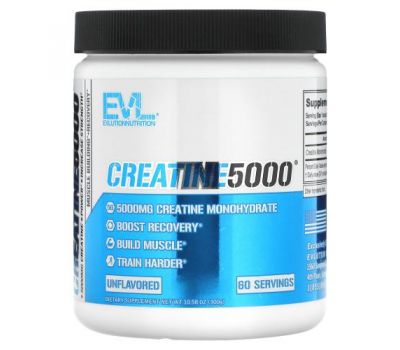 EVLution Nutrition, CREATINE5000, без добавок, 300 г (10,58 унции)