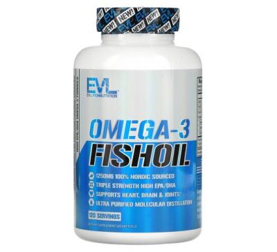 EVLution Nutrition, Рыбий жир с омега-3 кислотами, 120 мягких желатиновых капсул
