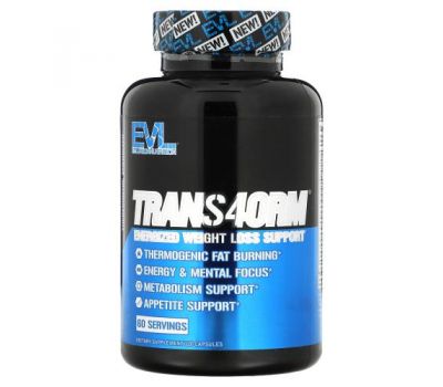 EVLution Nutrition, Trans4orm, Energized Weight Loss Support, 120 Capsules