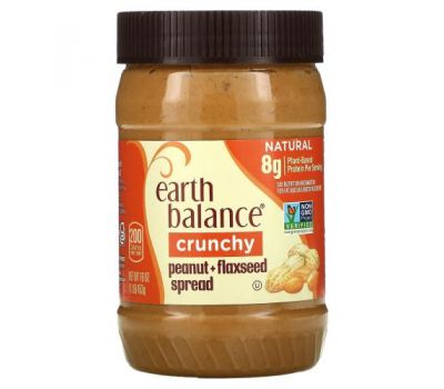 Earth Balance, Peanut + Flaxseed Spread, Crunchy, 16 oz (453 g)