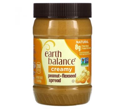 Earth Balance, Peanut and Flaxseed Spread, Creamy, 16 oz (453 g)