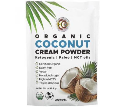 Earth Circle Organics, органические сухие кокосовые сливки, 453,4 г (1 фунт)