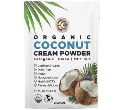 Earth Circle Organics, Сухі вершки з органічного кокосового молока, 453,4 г (1 фунт)