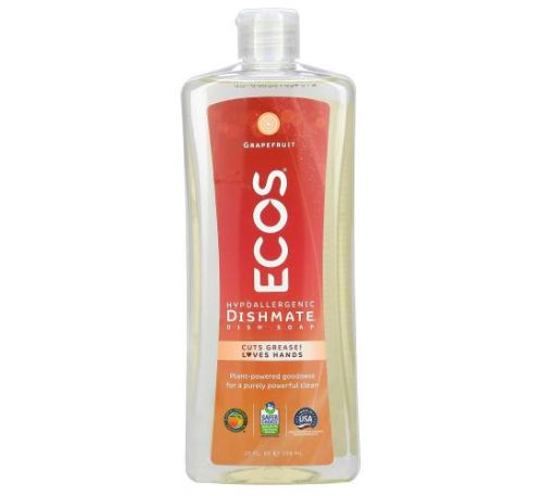 Earth Friendly Products, Dishmate Dish Soap, Grapefruit, 25 fl oz (739 ml)