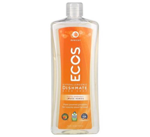 Earth Friendly Products, Hypoallergenic Dishmate Dish Soap, Apricot, 25 fl oz (739 ml)
