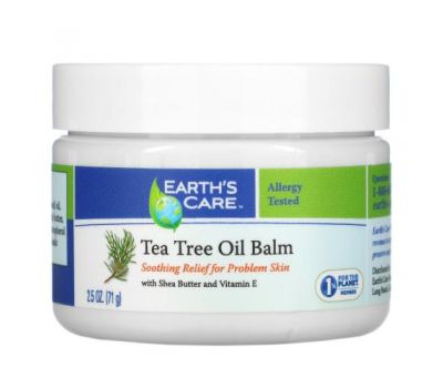 Earth's Care, Tea Tree Oil Balm, with Shea Butter and Vitamin E, 2.5 oz (71 g)
