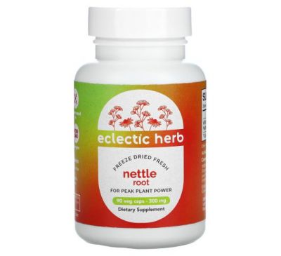 Eclectic Institute, Raw Fresh Freeze-Dried, Nettle Root, 300 mg, 90 Non-GMO Veg Caps