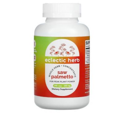 Eclectic Institute, Raw Fresh Freeze-Dried, Saw Palmetto, 600 mg, 240 Non-GMO Veg Caps