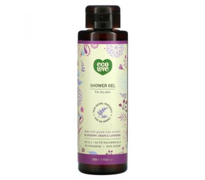 Eco Love, Shower Gel, Blueberry, Grape & Lavender, 17.6 fl oz (500 ml)