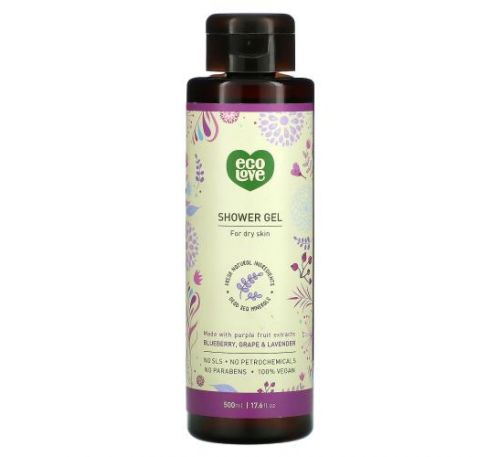 Eco Love, Shower Gel, Blueberry, Grape & Lavender, 17.6 fl oz (500 ml)