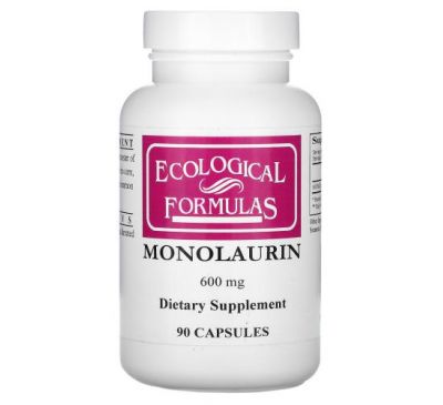 Ecological Formulas, Монолаурин, 600 мг, 90 капсул