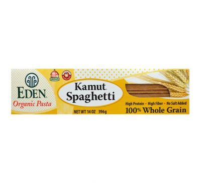 Eden Foods, Органические макаронные изделия, камут спагетти, 100% цельное зерно, 396 г