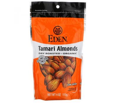 Eden Foods, Organic Tamari Almonds, Dry Roasted, 4 oz (113 g)