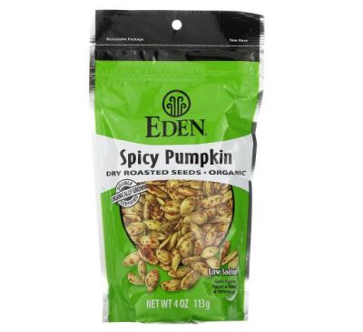 Eden Foods, Органическая серия, пряные жаренные семена тыквы, 113 г