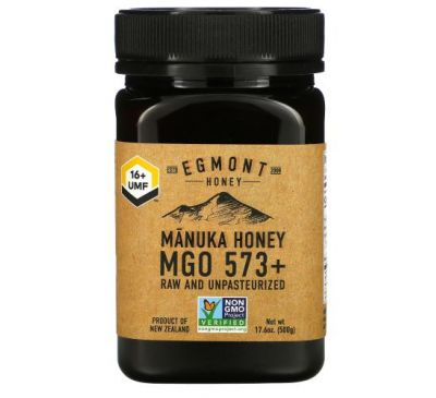 Egmont Honey, Manuka Honey, Raw And Unpasteurized, 573+ MGO, 17.6 oz (500 g)