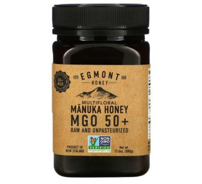 Egmont Honey, Multifloral Manuka Honey, Raw And Unpasteurized, MGO 50+, 17.6 oz (500 g)