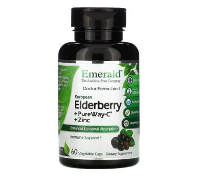 Emerald Laboratories, Elderberry + PureWay C + Zinc, 60 Vegetable Caps