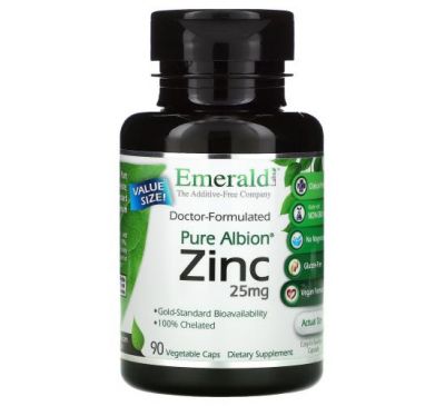 Emerald Laboratories, Pure Albion Zinc, 25 mg, 90 Vegetable Caps