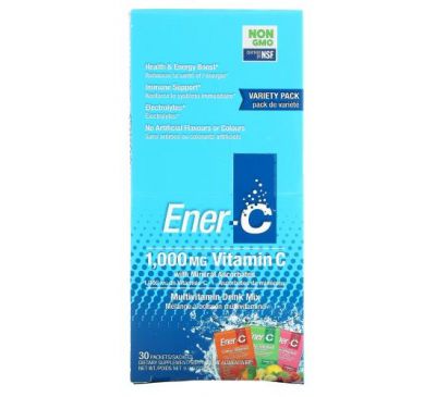 Ener-C, Vitamin C, Multivitamin Drink Mix, Variety Pack, 1,000 mg, 30 Packets, 9.9 oz (282.9 g)