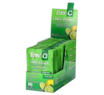 Ener-C, витамин C, смесь для приготовления мультивитаминного напитка со вкусом лайма и лимона, 1000 мг, 30 пакетиков, 9,56 г (0,3 унции) в каждом