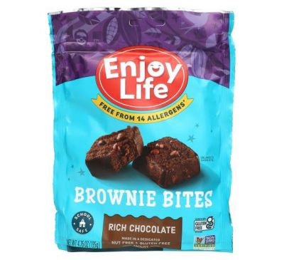 Enjoy Life Foods, Chocolate Brownie Bites, Насыщенный шоколад, 4,76 унции (135 г)