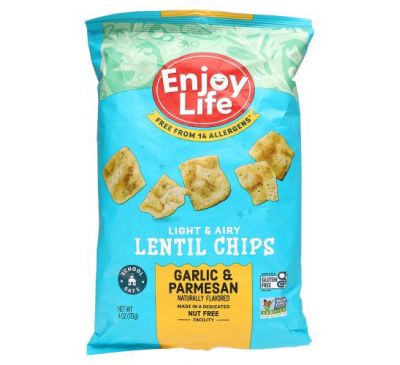 Enjoy Life Foods, Light & Airy Lentil Chips, Garlic & Parmesan Flavor, 4 oz (113 g)