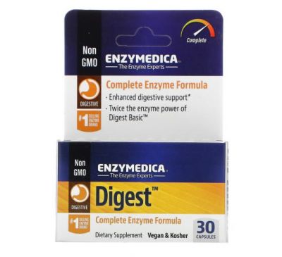 Enzymedica, Digest, повна формула ферментів, 30 капсул
