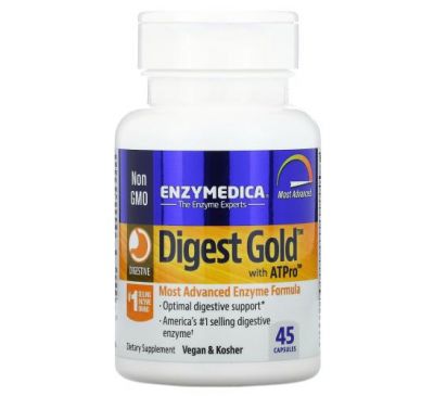 Enzymedica, Digest Gold с ATPro, добавка с пищеварительными ферментами, 45 капсул