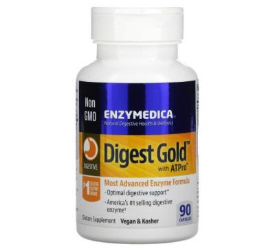Enzymedica, Digest Gold с ATPro, добавка с пищеварительными ферментами, 90 капсул