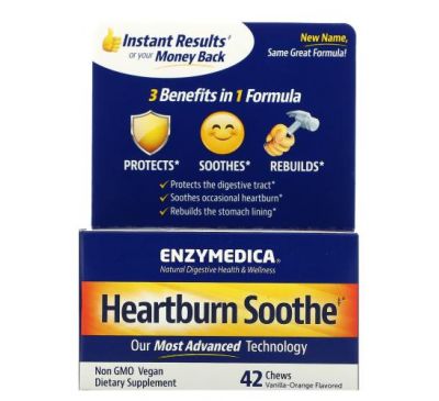 Enzymedica, Heartburn Relief, Vanilla-Orange , 42 Relief Chews