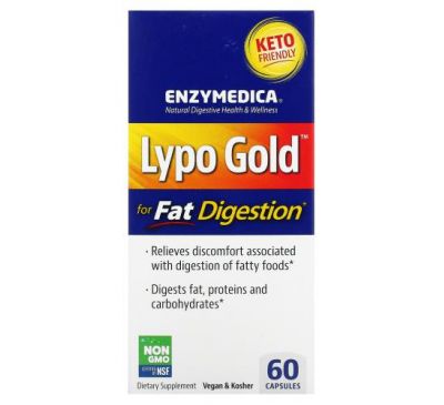 Enzymedica, Lypo Gold, для перетравлення жиру, 60 капсул