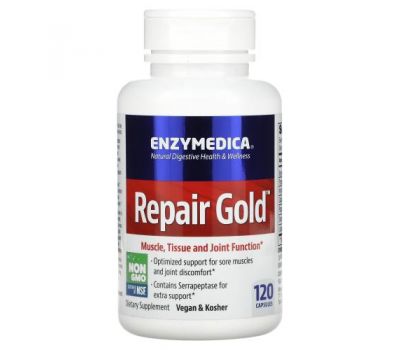 Enzymedica, Repair Gold, Muscle, Tissue, and Joint Function, 120 Capsules