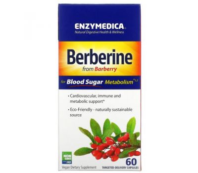 Enzymedica, берберин для метаболізму цукру в крові, 60 капсул із цільовою доставкою
