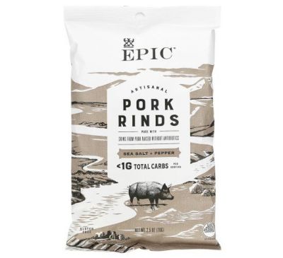Epic Bar, Artisanal Pork Rinds, Sea Salt & Pepper, 2.5 oz (70 g)