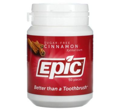 Epic Dental, 100% Xylitol Sweetened, Cinnamon Gum, 50 Pieces