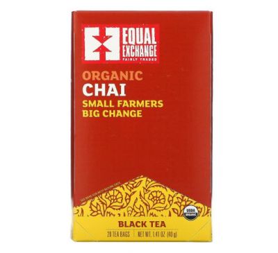 Equal Exchange, Organic Chai Black Tea, 20 Tea Bags, 1.41 oz (40 g)