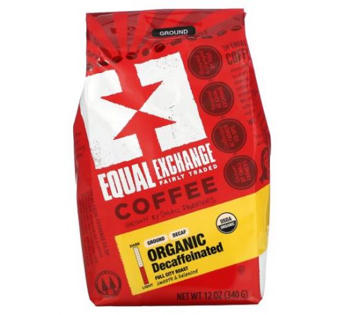 Equal Exchange, Organic Coffee, Full City Roast, Ground, Decaffeinated, 12 oz (340 g)